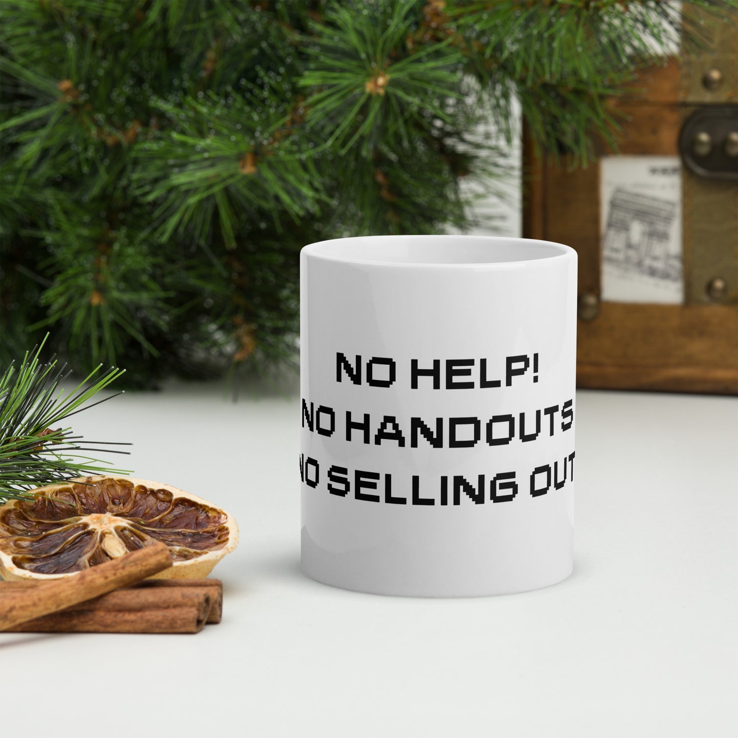 No Help. White Glossy Mug